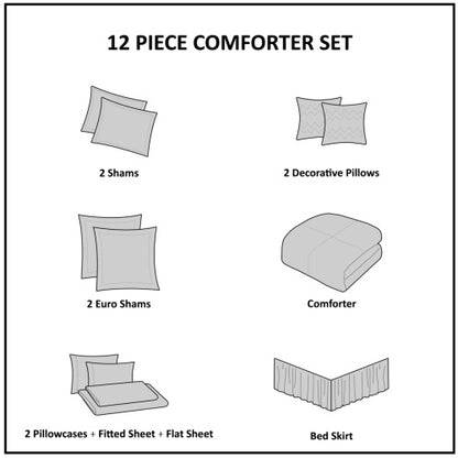 The Azure Grand Foundation 12-Piece Comforter & Cotton Sheet Suite