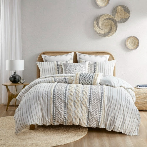 The Artisanal Cotton & Chenille Printed Duvet Set