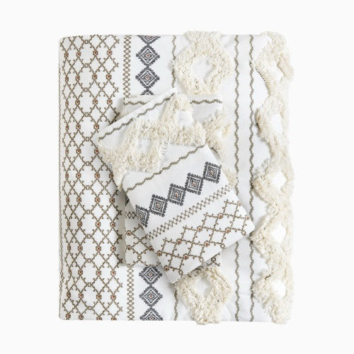 The Artisanal Cotton & Chenille Printed Duvet Set