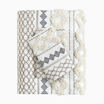 The Artisanal Cotton & Chenille Printed Duvet Set