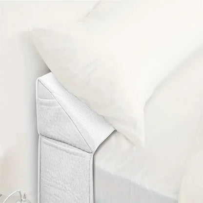 White 54-inch bed gap pillow with breathable air-layer fabric and diamond-pocket organizer, filling space.