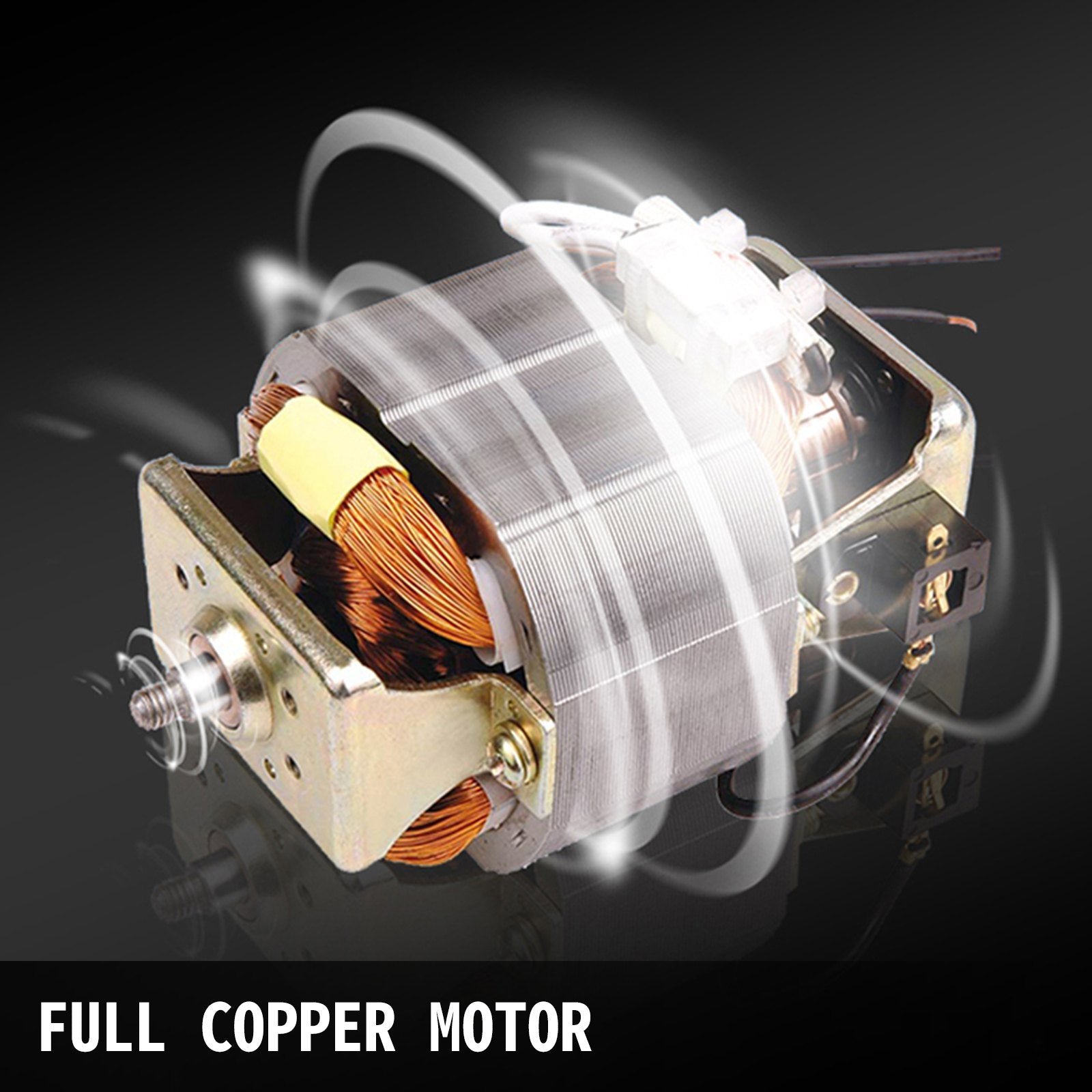 Close-up of a full copper motor, showcasing its intricate wiring and metallic housing.