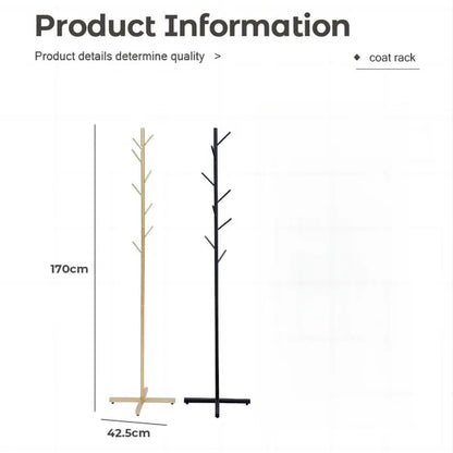 Two 170cm tall metal coat racks with T-shaped bases, one golden and one black, with multiple angled hooks.