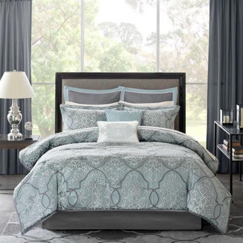 The Azure Grand Foundation 12-Piece Comforter & Cotton Sheet Suite