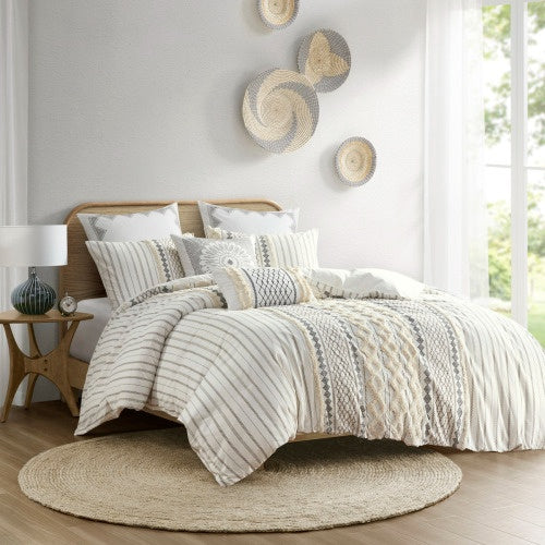The Artisanal Cotton & Chenille Printed Duvet Set