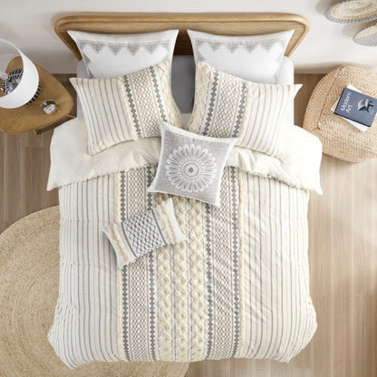 The Artisanal Cotton & Chenille Printed Duvet Set