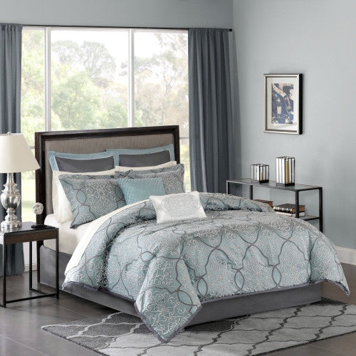 The Azure Grand Foundation 12-Piece Comforter & Cotton Sheet Suite